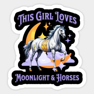 This Girl Loves Moonlight and Horses Sticker